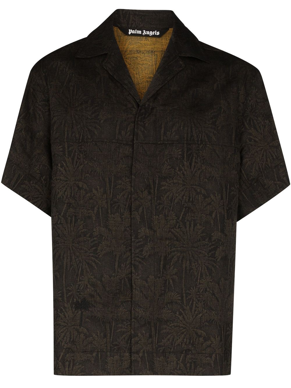 palm-embroidered bowling shirt - 1