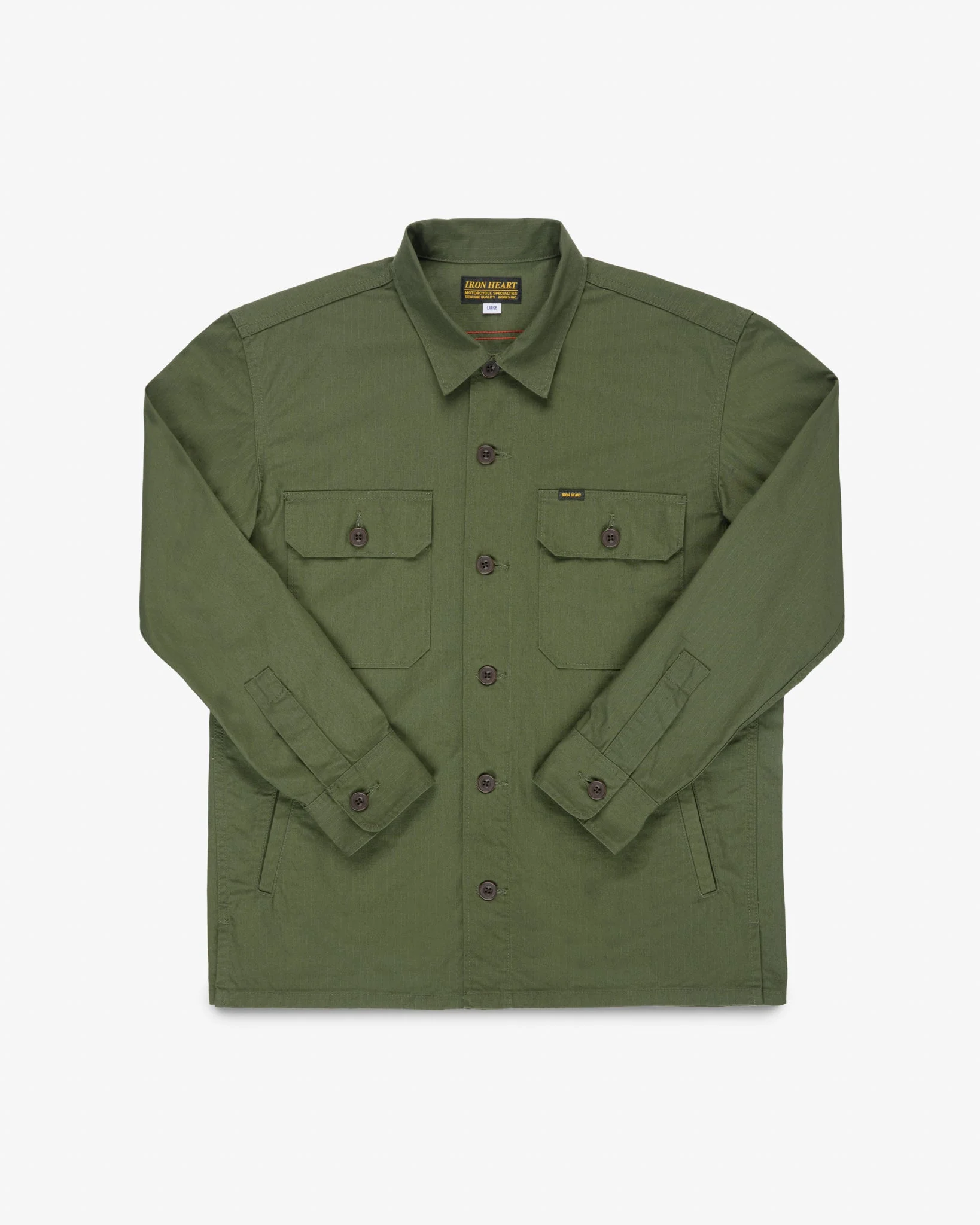 IHSH-450-ODG 8OZ COTTON/NYLON RIPSTOP MILITARY CPO SHIRT - OLIVE DRAB GREEN - 1