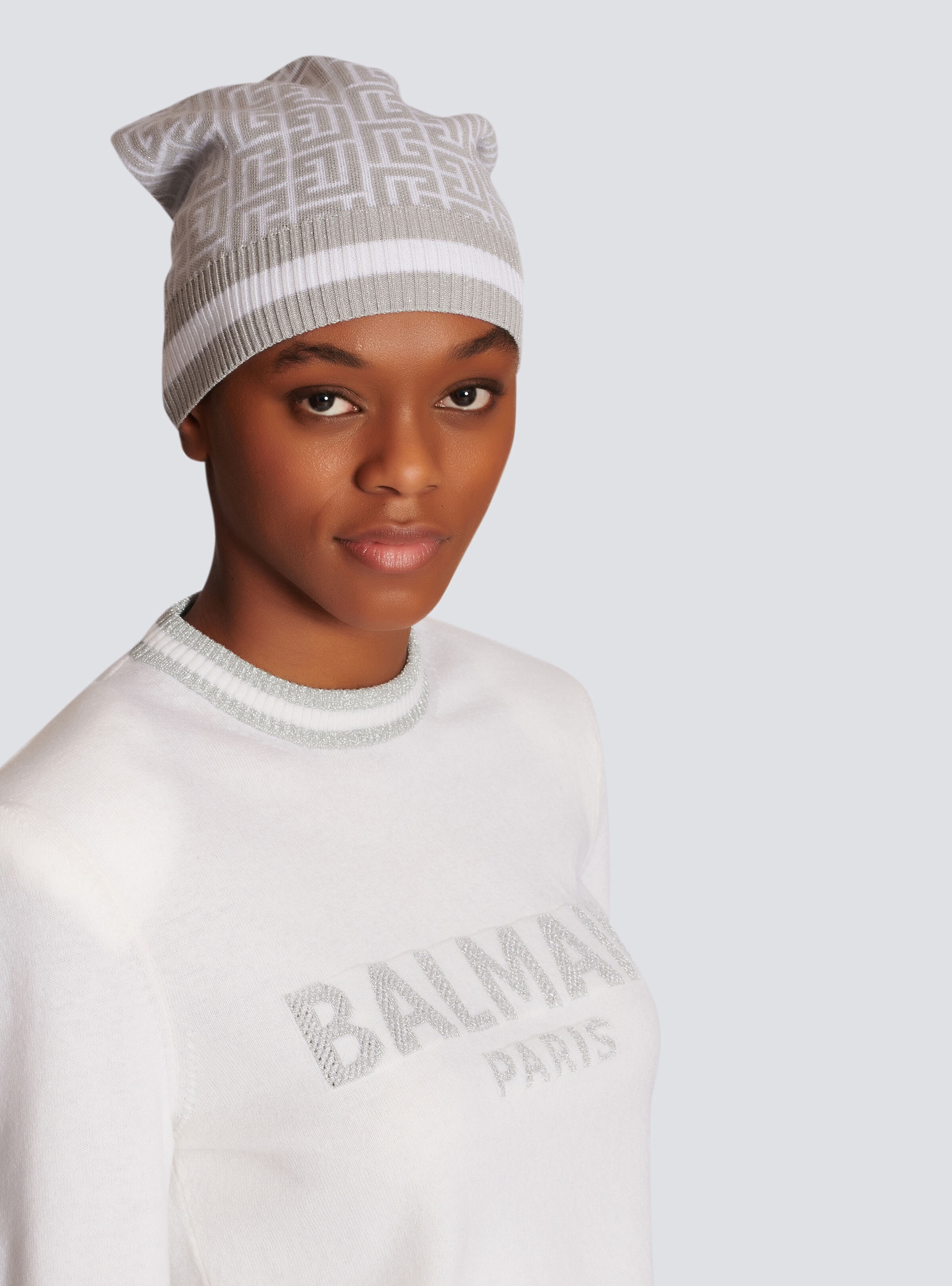 Wool hat with Balmain monogram - 4
