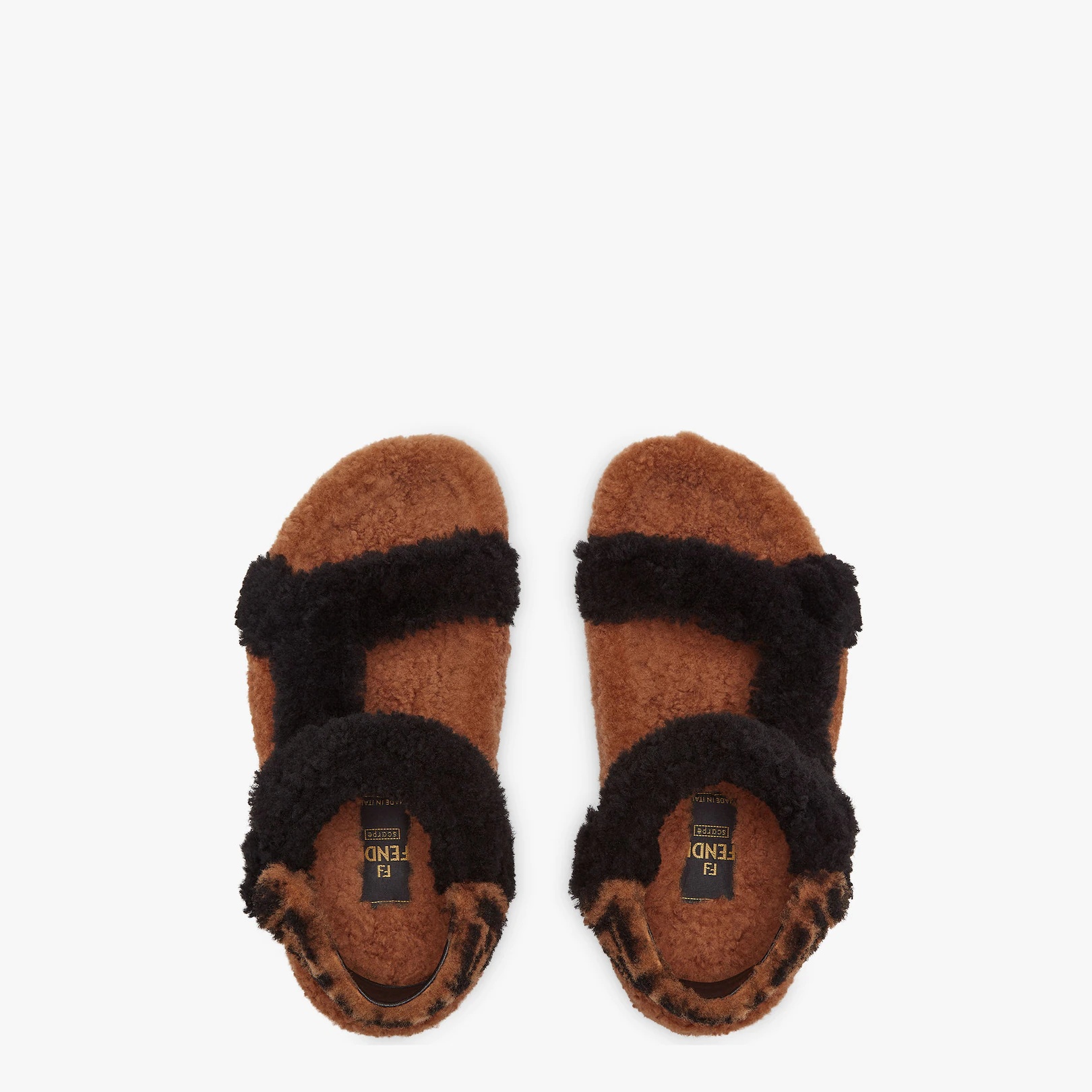 Black sheepskin sandals - 4