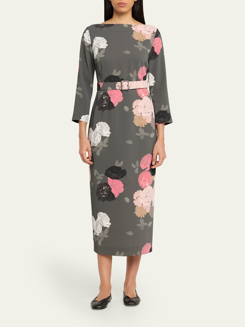 BERNADETTE Luce Floral-Print Belted Midi Dress outlook