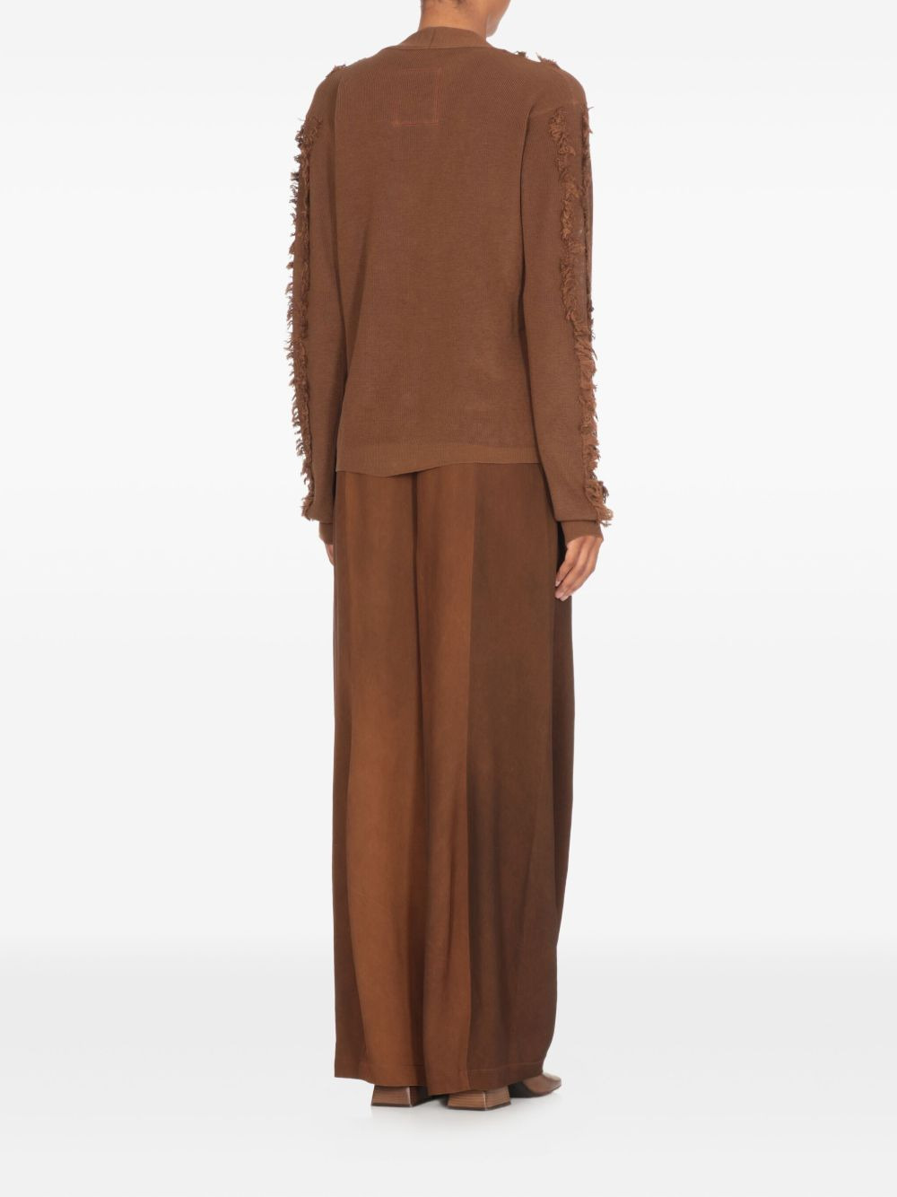 fringed buttoned cardigan - 3