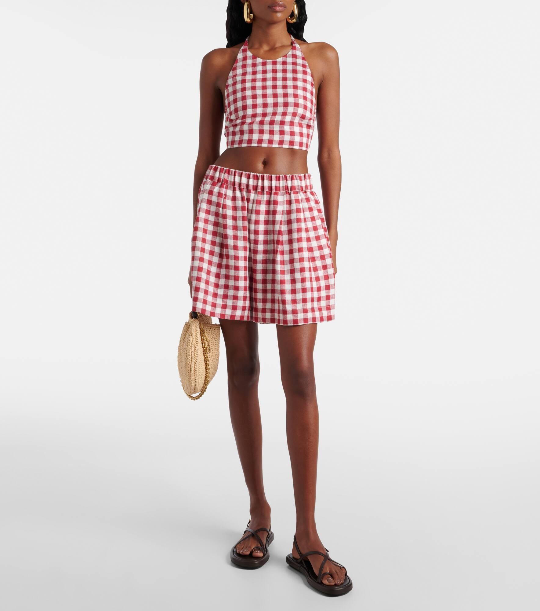 Gingham linen shorts - 2
