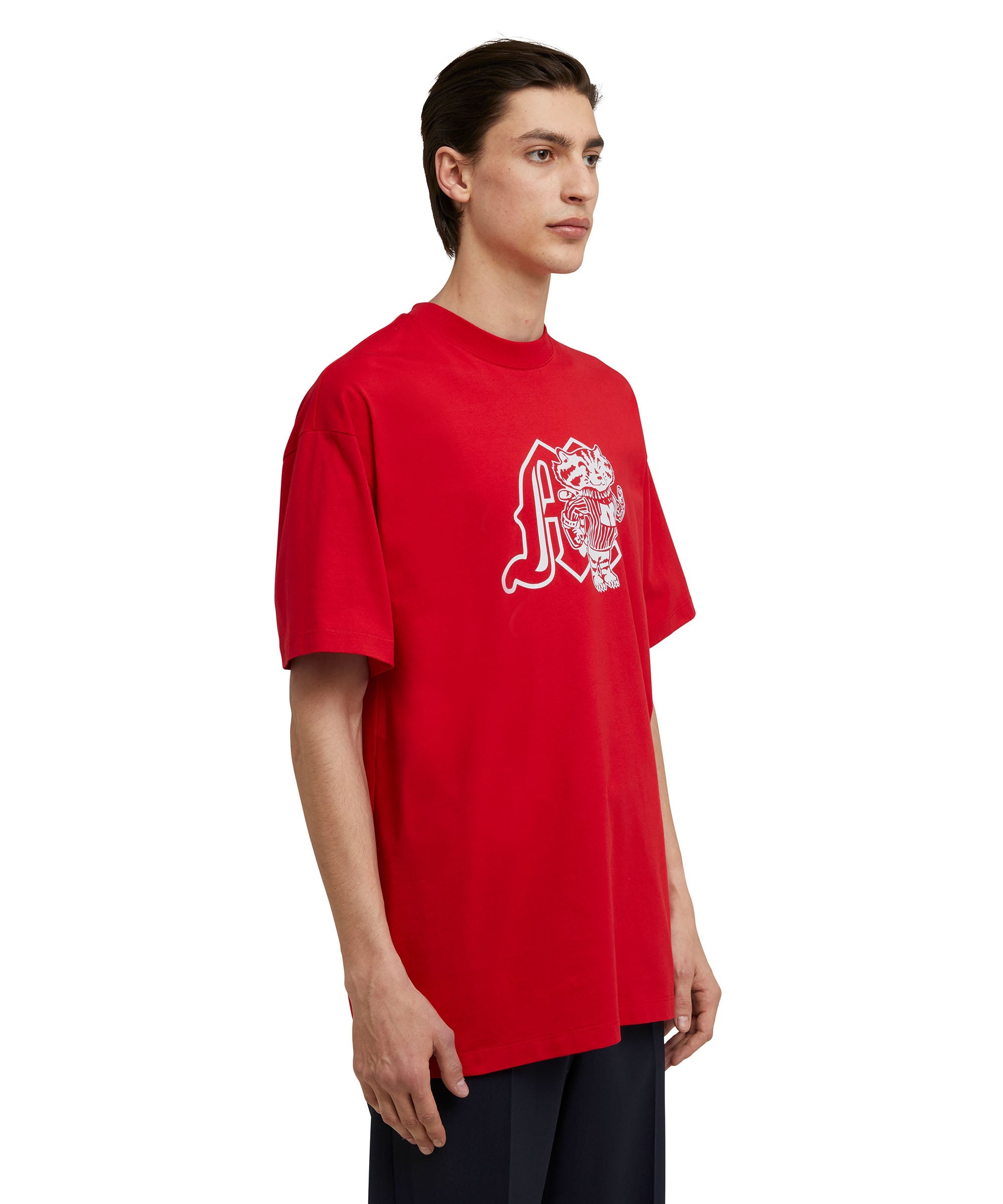 Cotton crewneck t-shirt with MSGM "M" mascot patch - 4