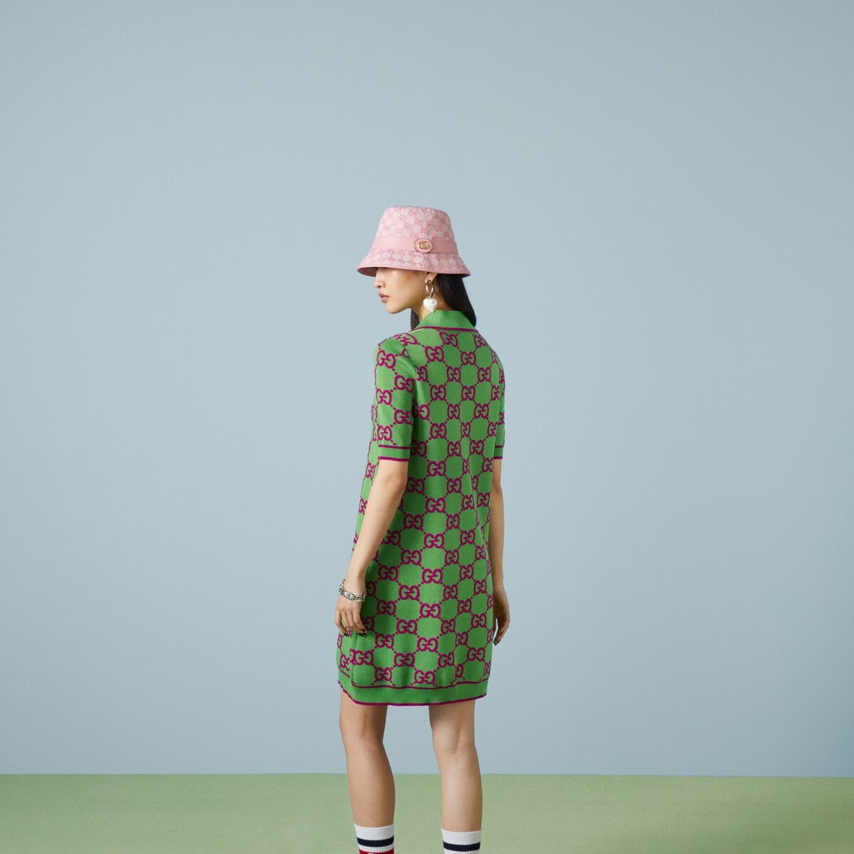 GG cotton and silk blend polo dress - 5