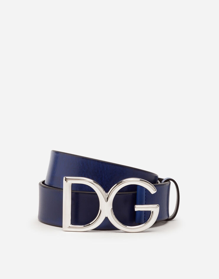 Tumbled leather belt with DG logo - 1