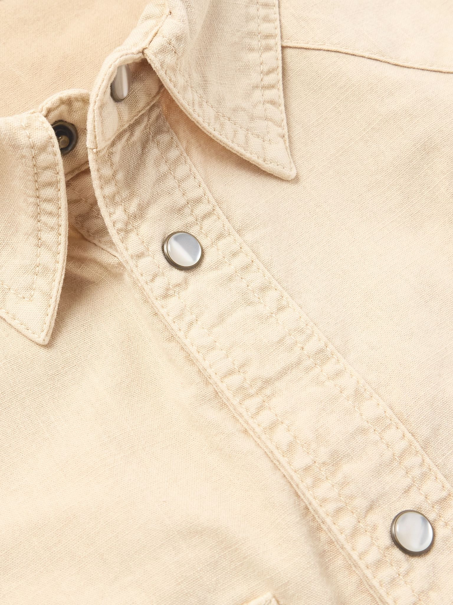 Vasco Cotton Western Shirt Beige - 5