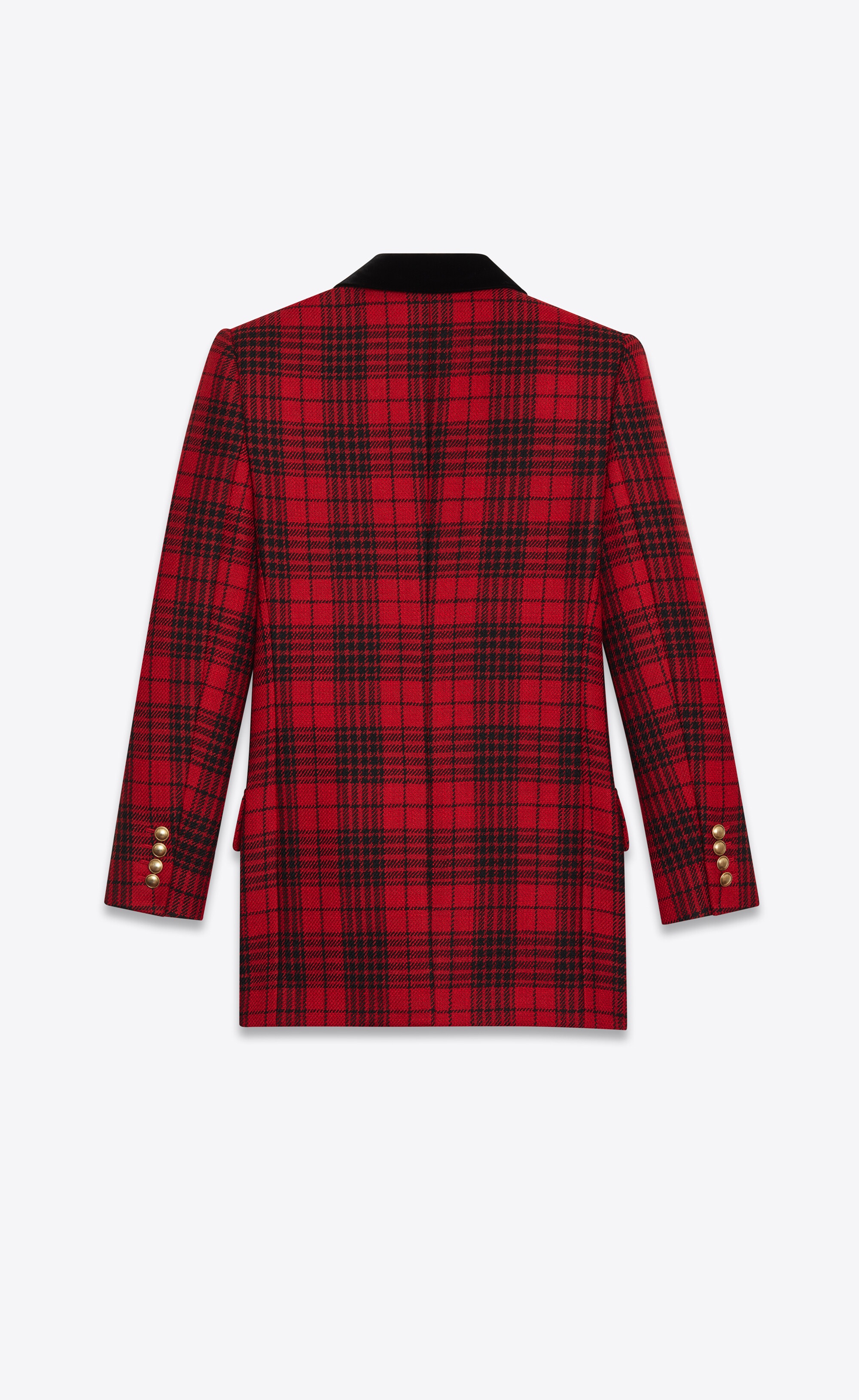 double-breasted jacket in prince of wales wool tartan - 3