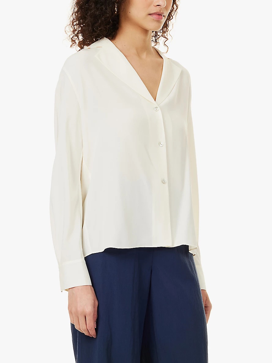 V-neck relaxed-fit silk shirt - 3