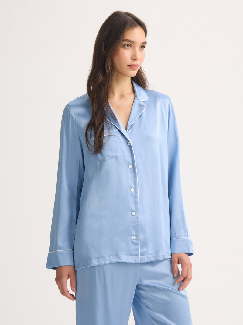 Women's Silk Pajamas Bailey Silk Cloud Blue 4