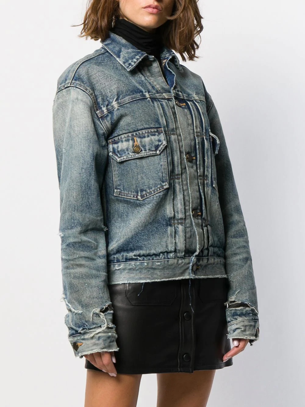 distressed denim jacket - 3