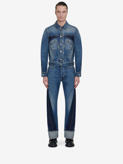 Alexander McQueen Men's Twisted Seam Denim Jacket in Washed Blue outlook