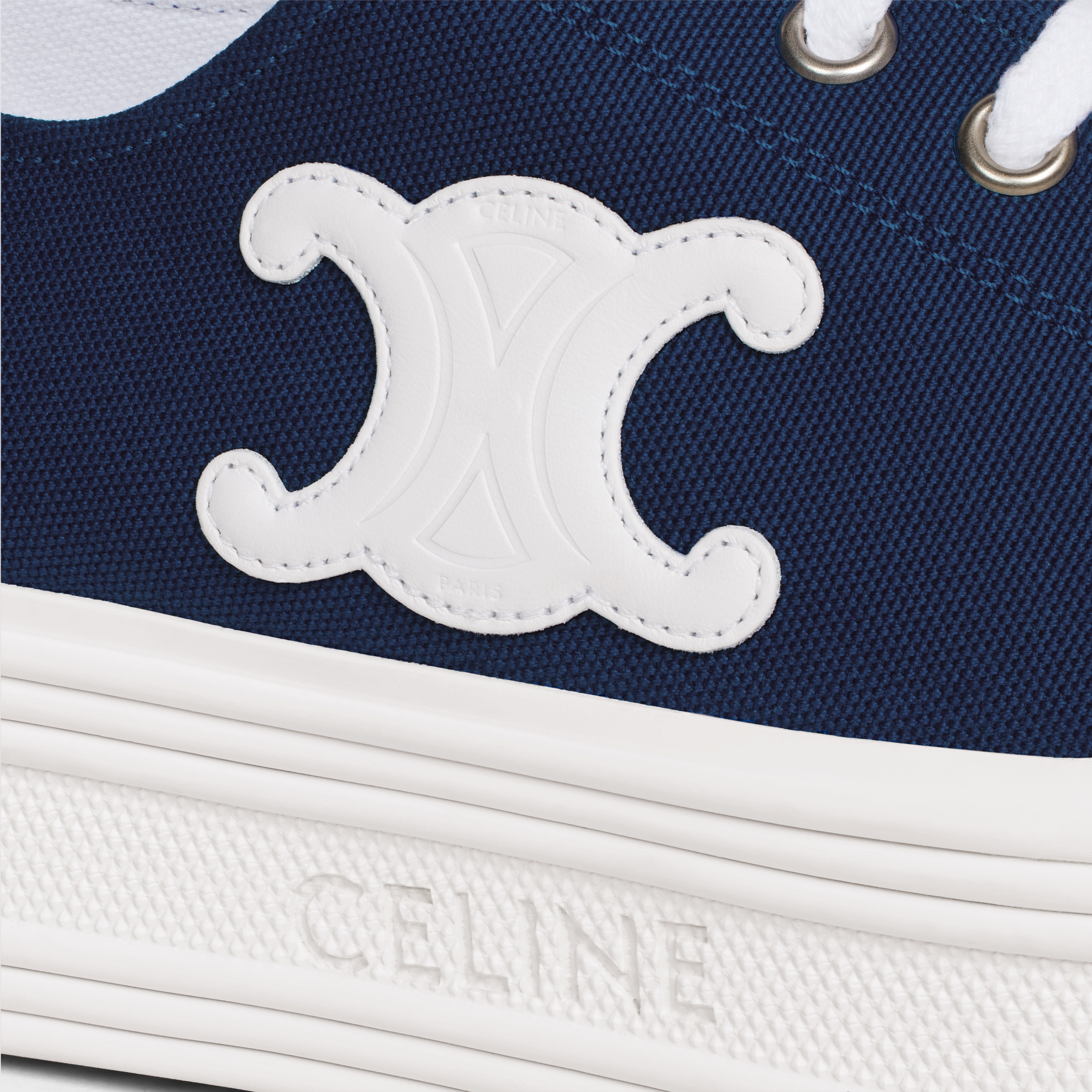 JANE LOW LACE-UP SNEAKER WITH TRIOMPHE PATCH in Canvas and Calfskin - 5