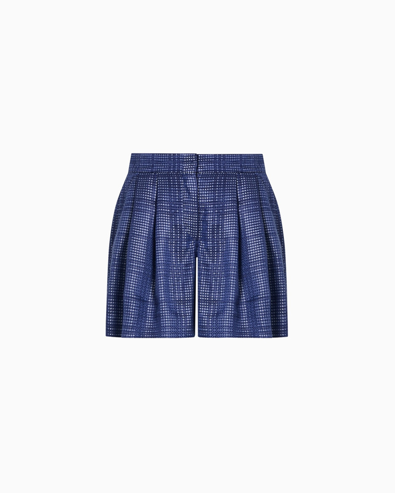 SHORTS WITH PLEATS IN A CUPRO BLEND WITH A CHECK MOTIF 1