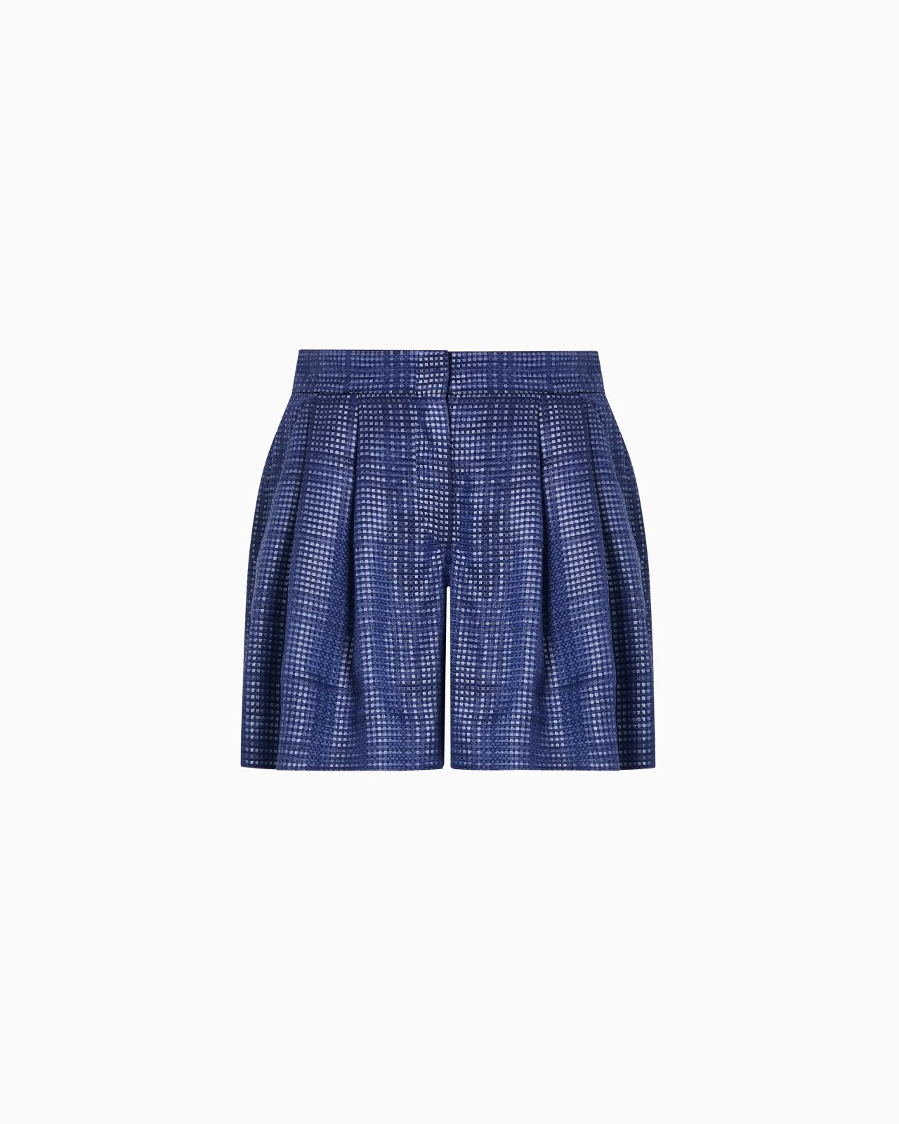 SHORTS WITH PLEATS IN A CUPRO BLEND WITH A CHECK MOTIF - 1