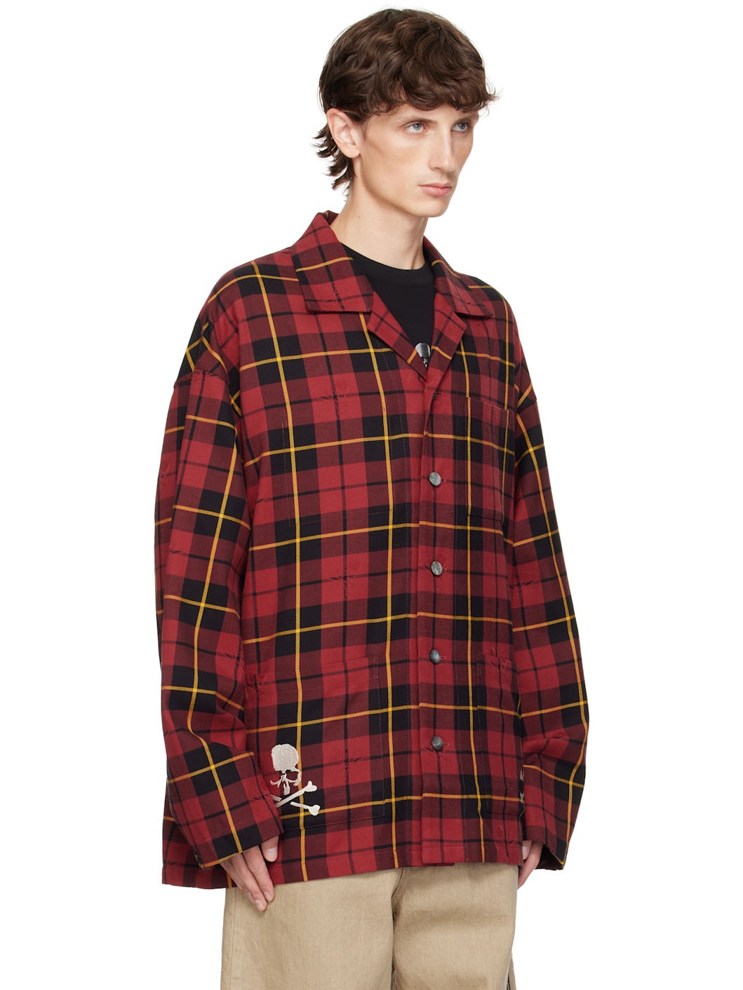 Burgundy Plaid Shirt Jacket - 2