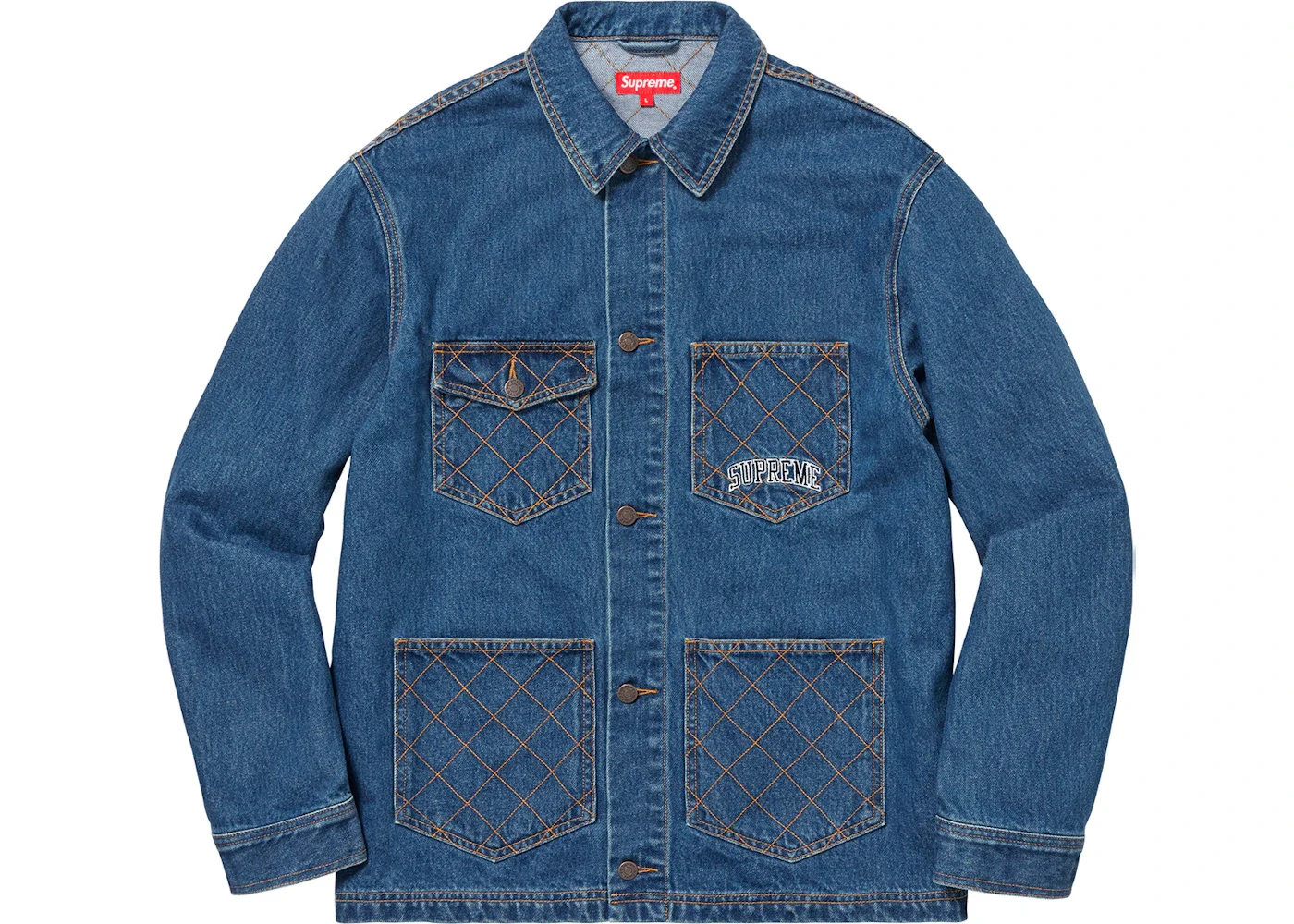 Supreme Diamond Stitch Denim Chore Coat Denim - 1