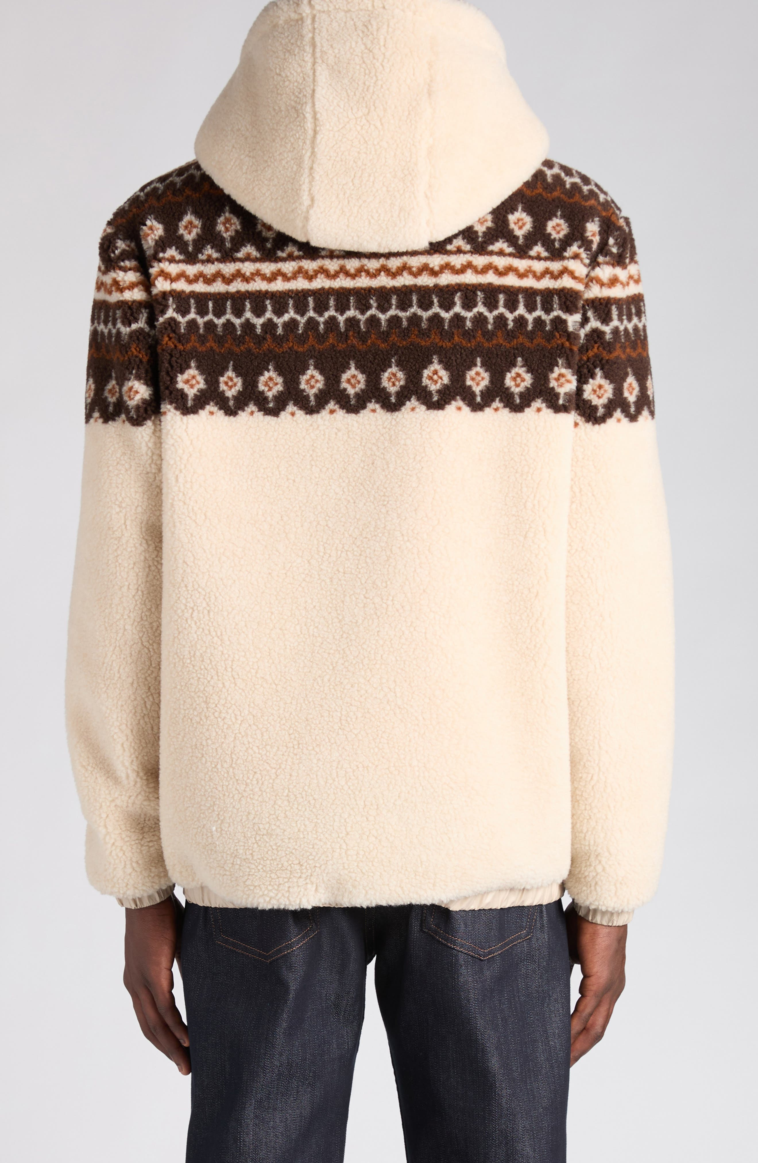 Moncler Fleece Hooded Jacket in Beige at Nordstrom - 2