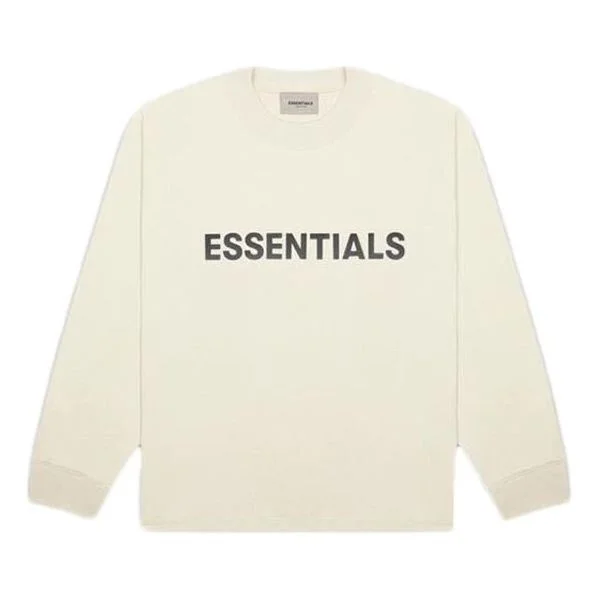 Fear of God Essentials SS20 3D Silicon Applique Boxy Long Sleeve Buttercream logo Tee FOG-SS20-412 - 1