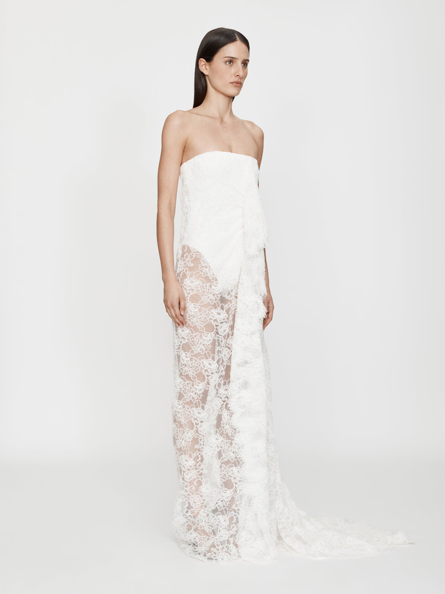 Floating Lace Strapless Gown - 4