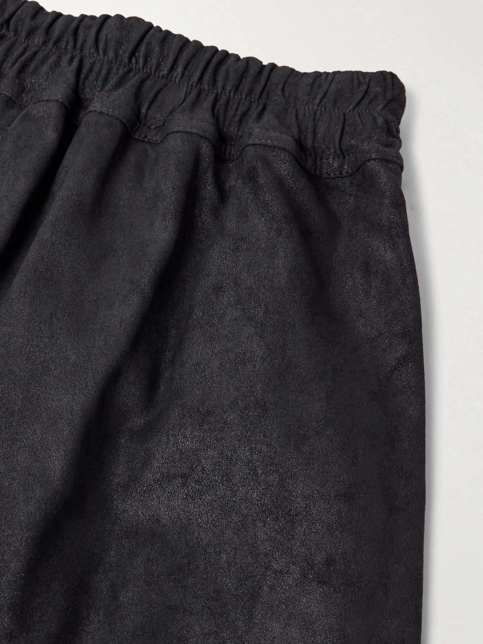 Straight-Leg Leather Drawstring Shorts Black - 5