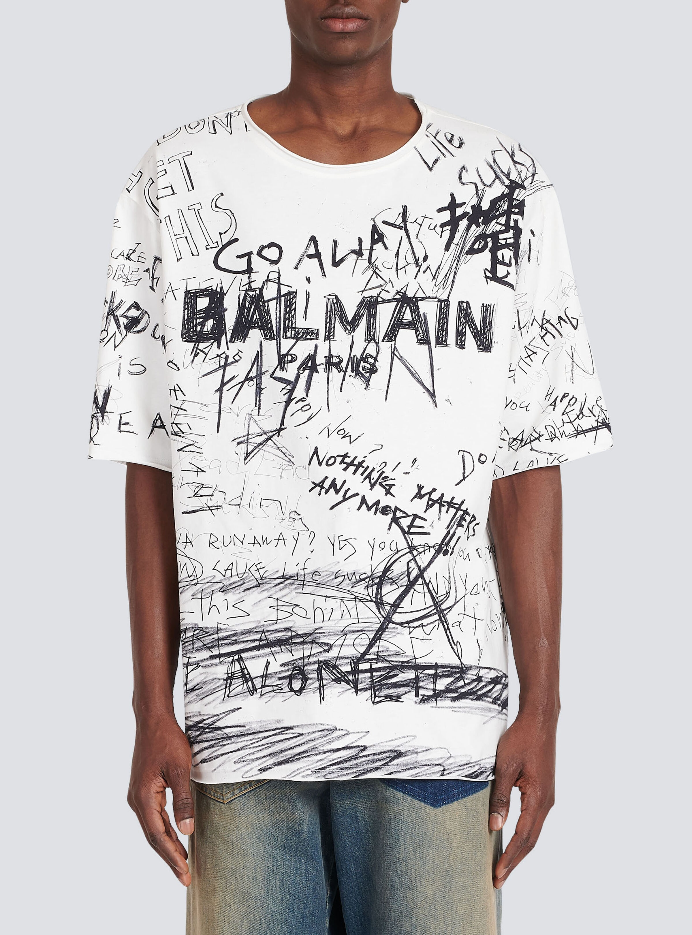 Oversized “GO AWAY” print cotton T-shirt - 6