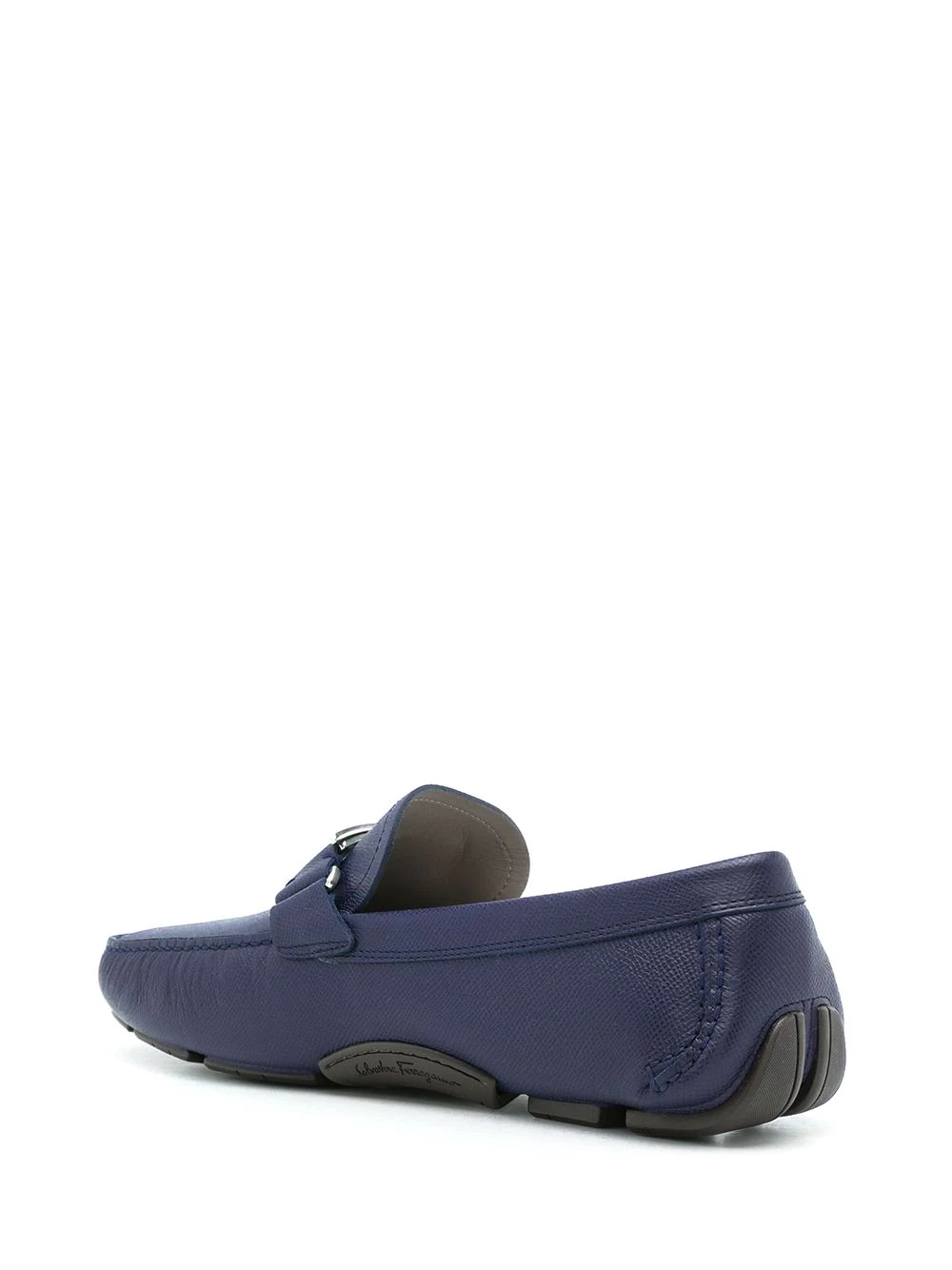 blue logo plaque loafers - 3