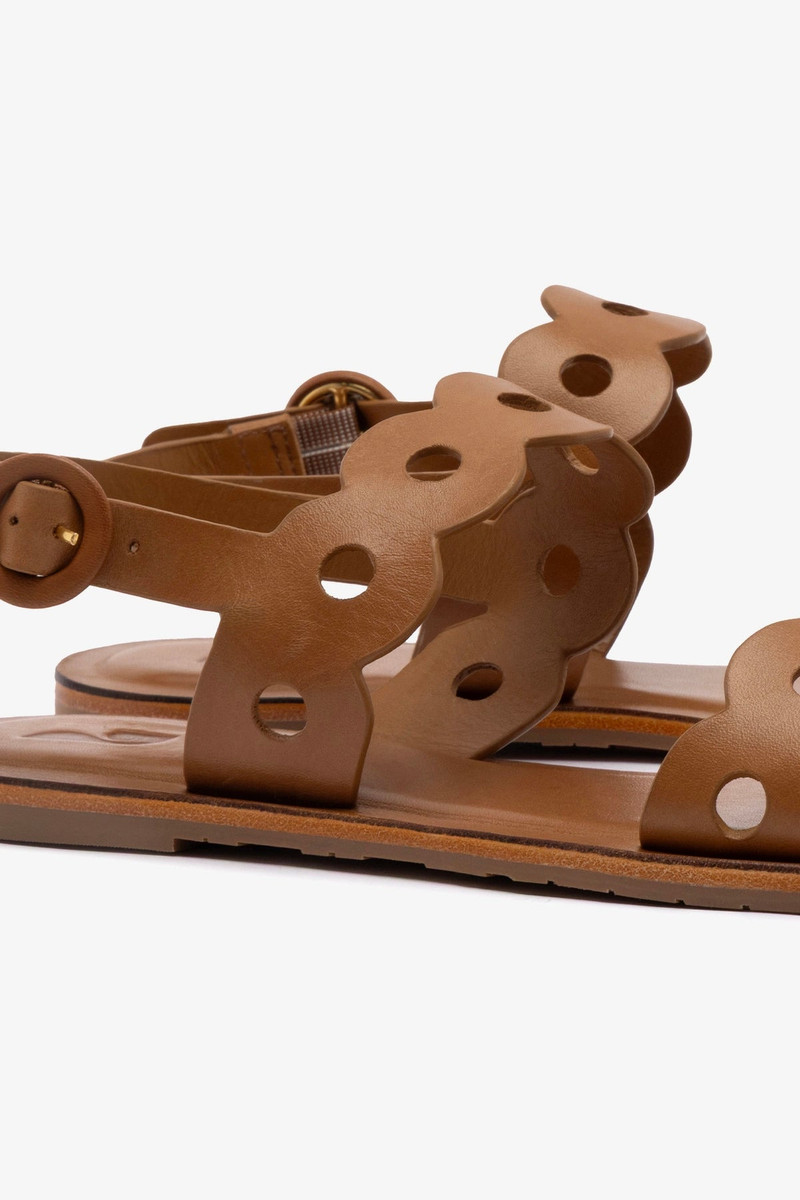 Florence Flat Sandal In Light Caramel Leather 4