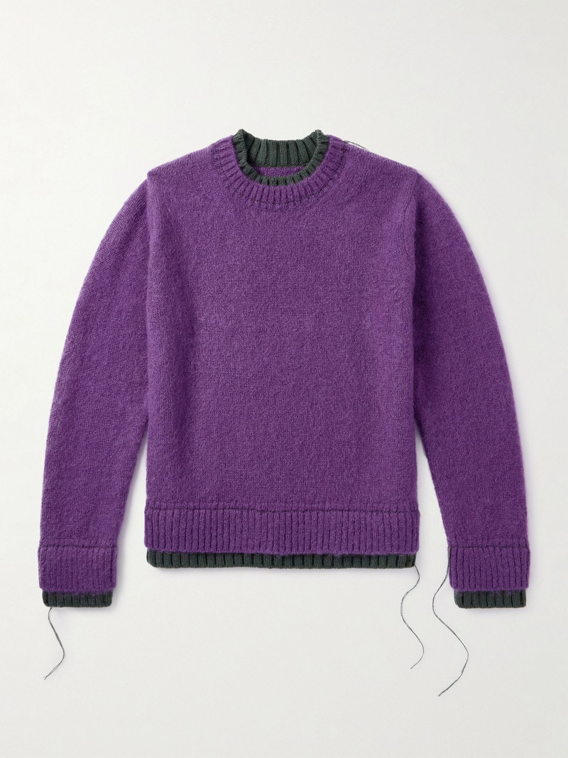 Two-Tone Mohair-Blend Sweater Purple 1