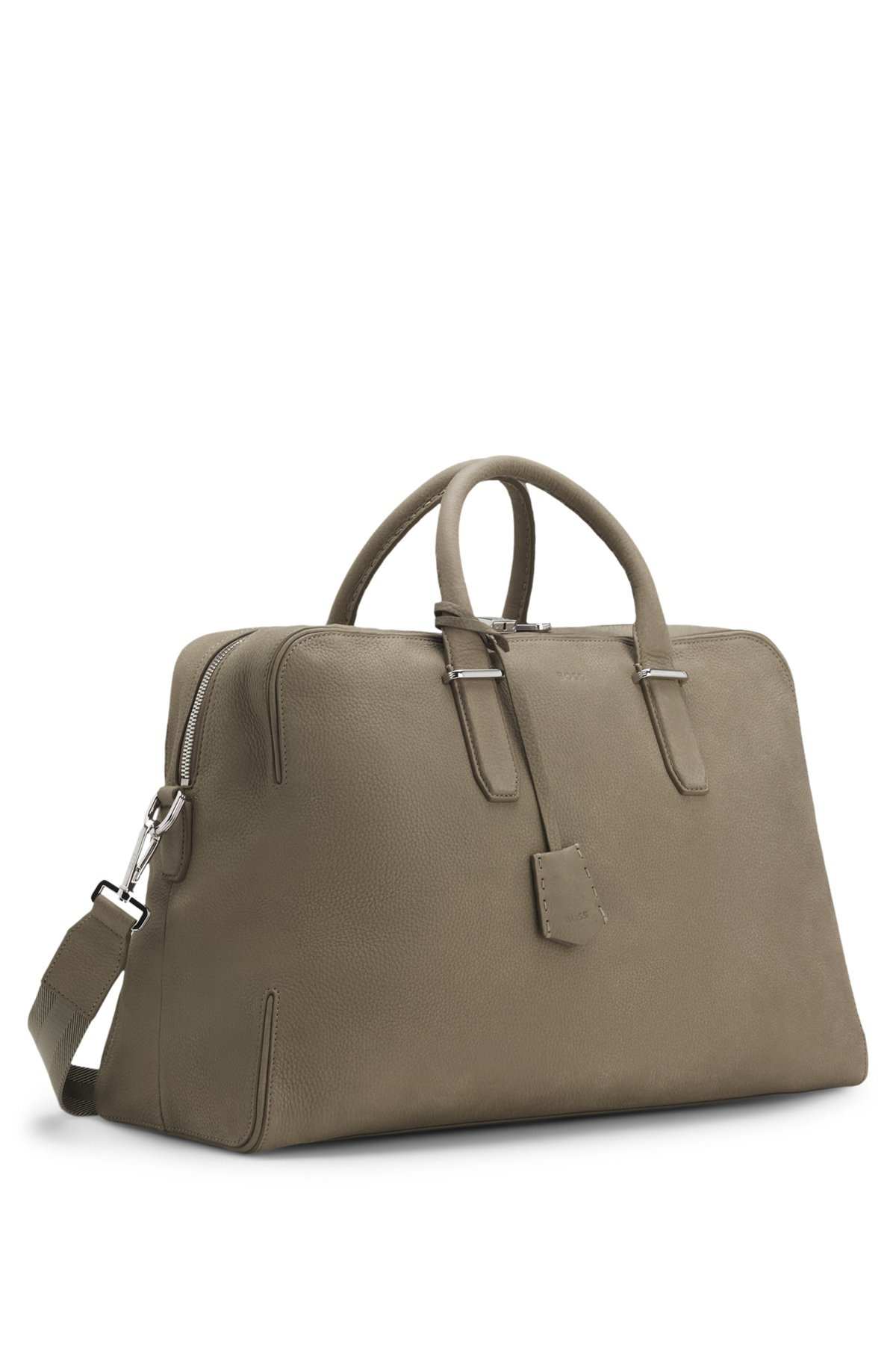 GRAINED-LEATHER HOLDALL WITH EMBOSSED LOGO - 3
