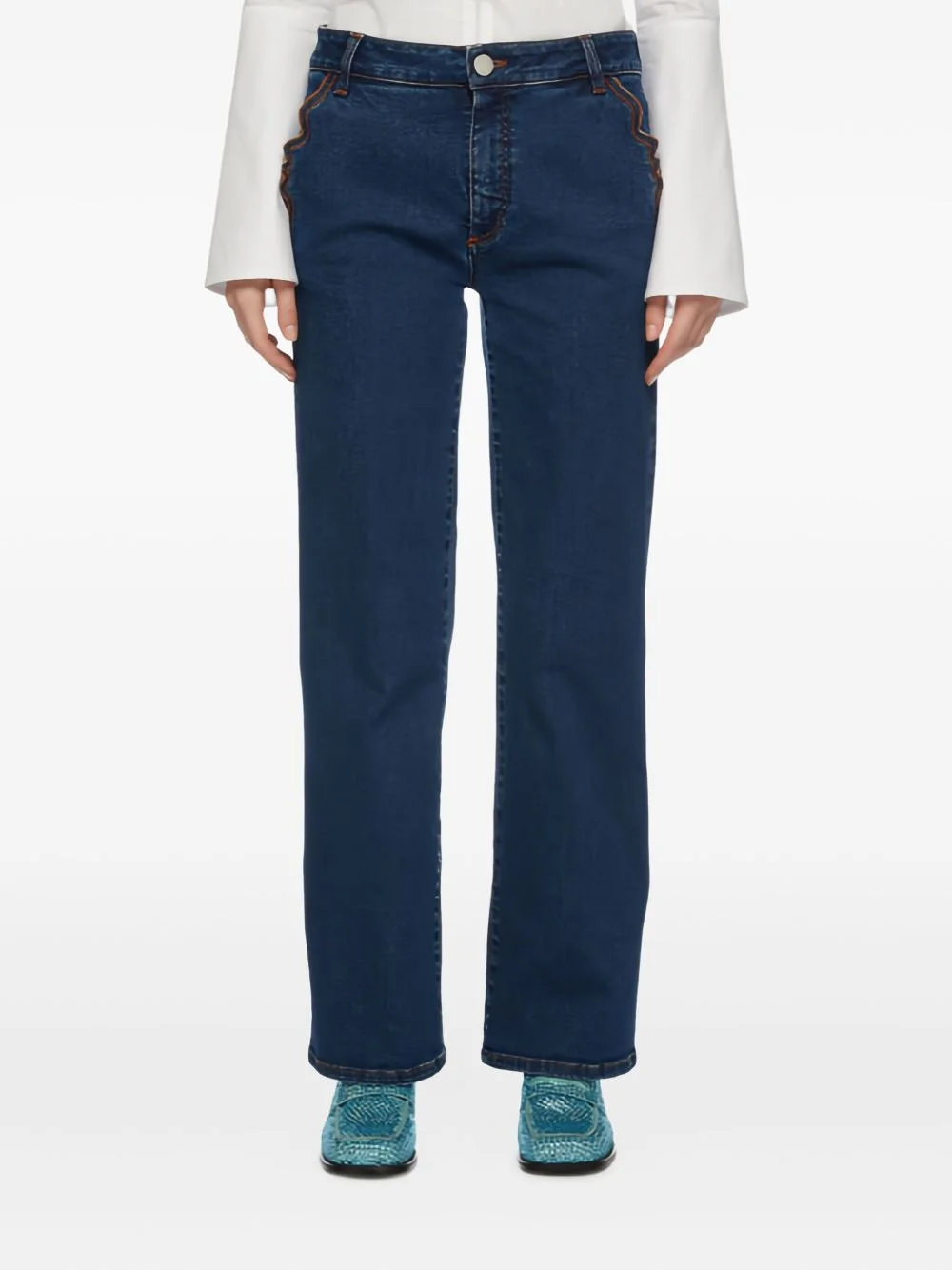 embroidery regular jeans - 1