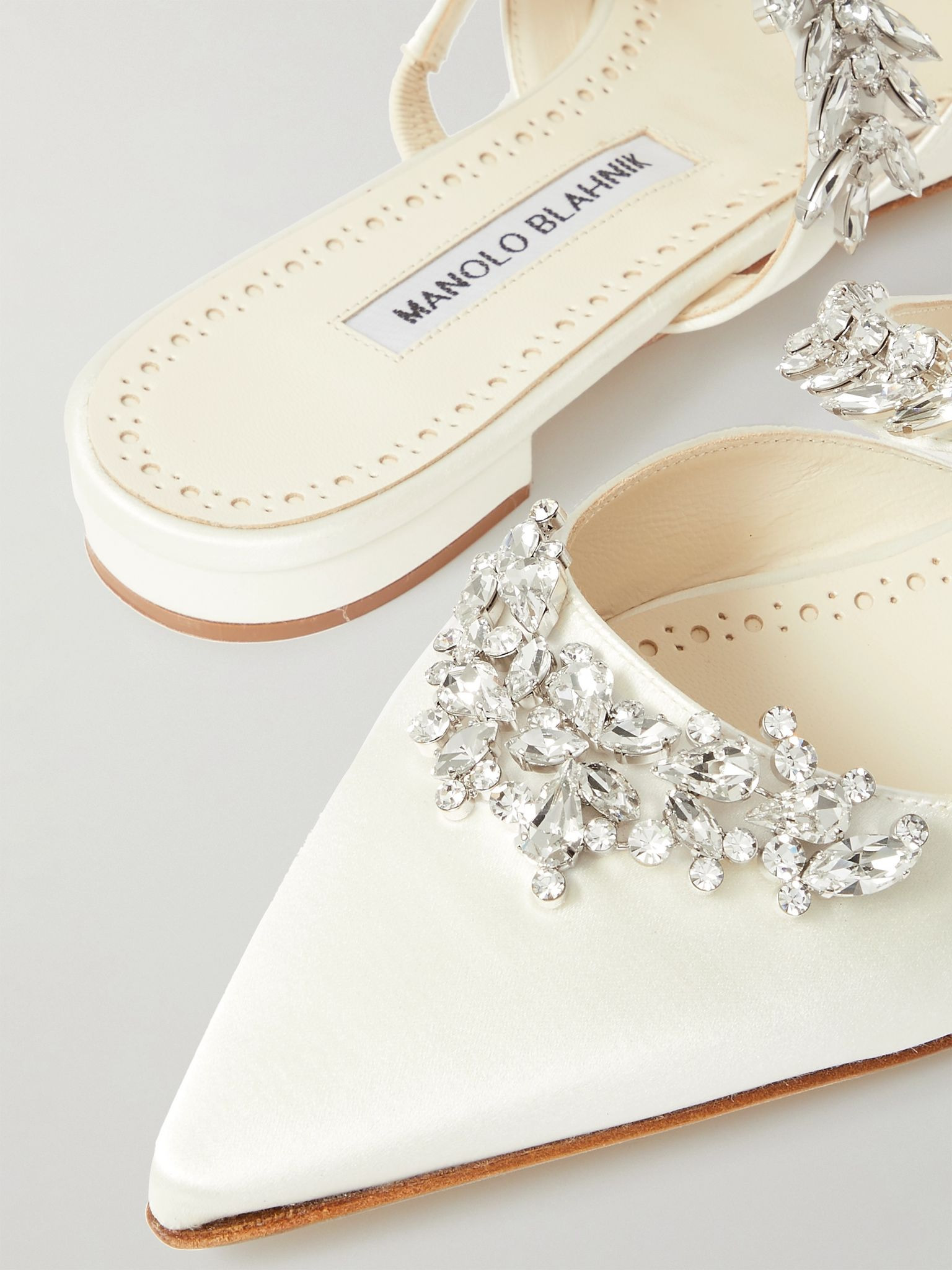 Lurum 45 crystal-embellished satin mules Cream - 4