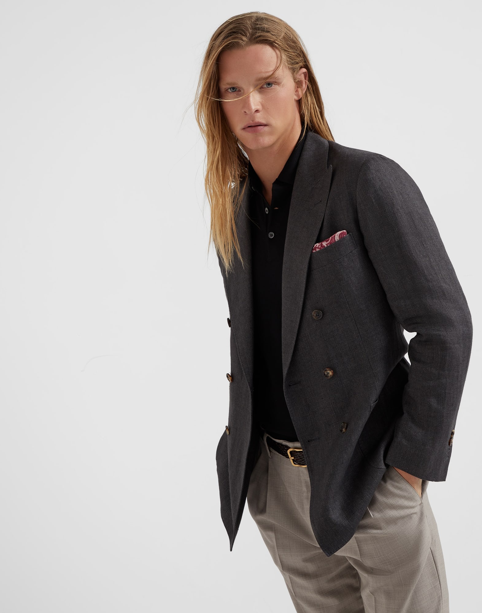 Virgin wool and cashmere lightweight knit polo shirt - 4