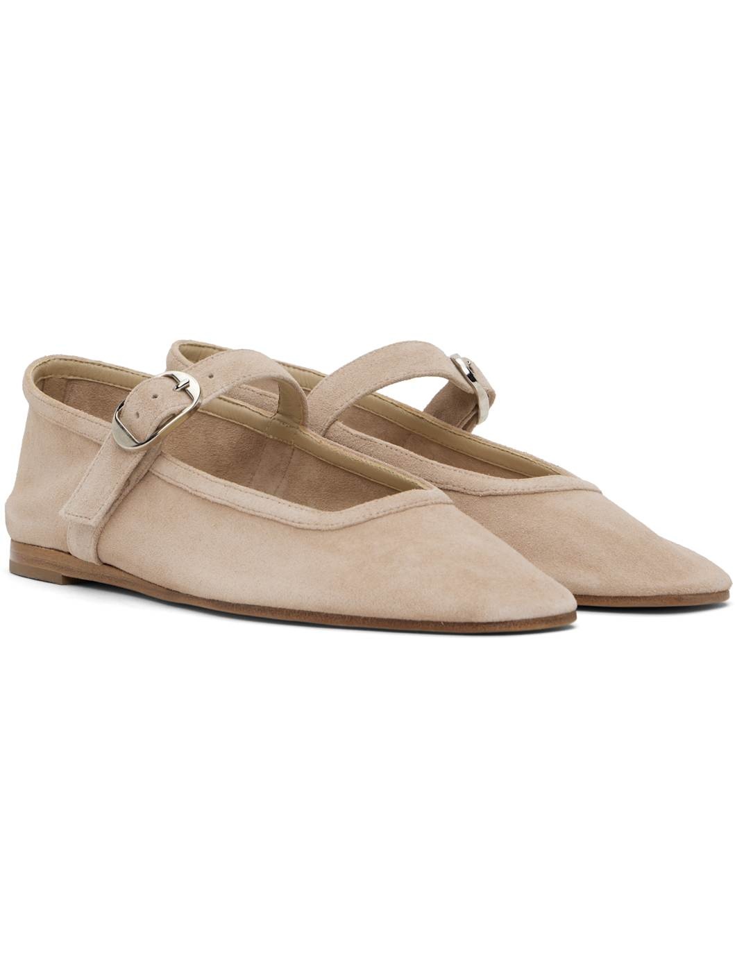 Beige Mary Jane Ballerina Flats - 4