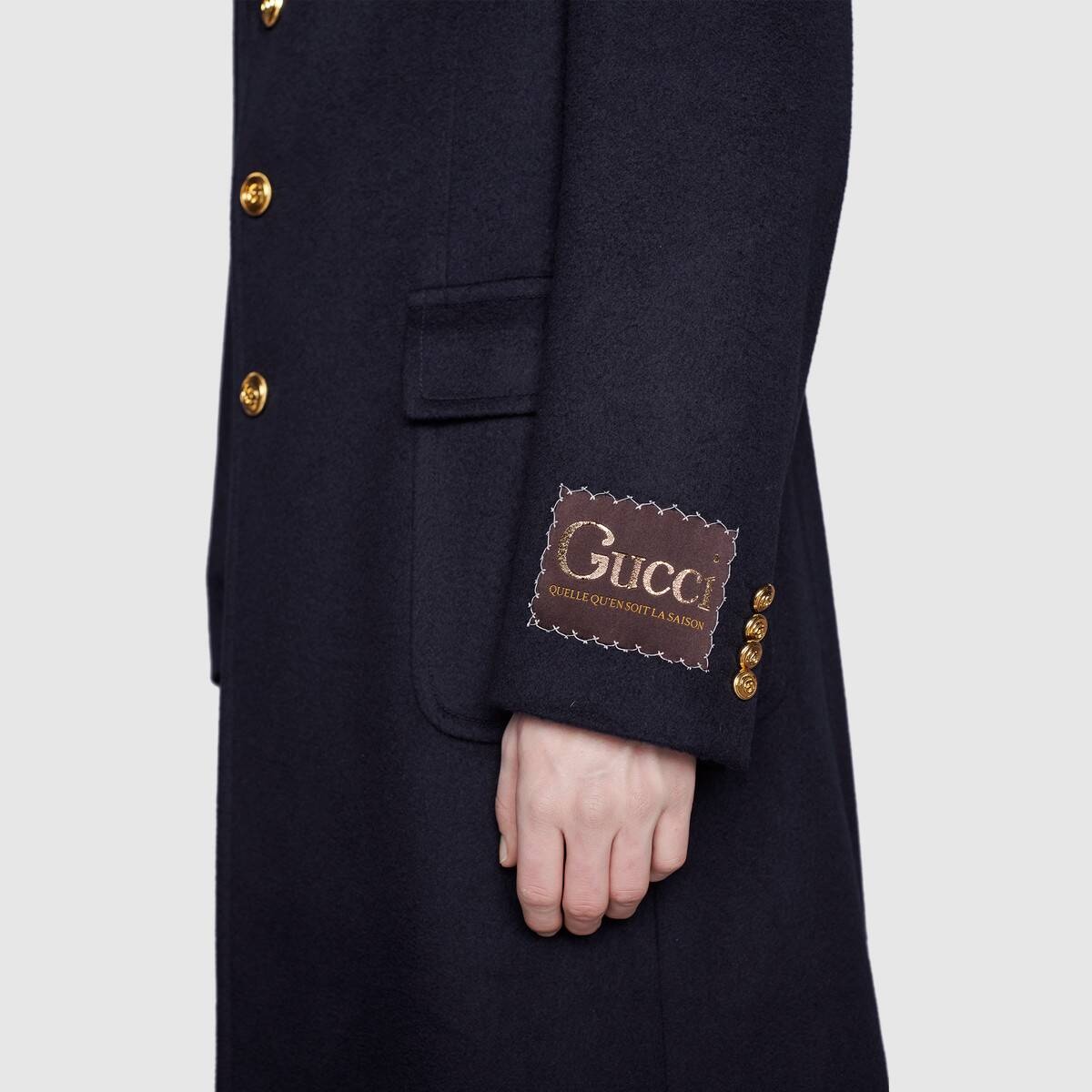 Eco cashmere coat with Gucci label - 5