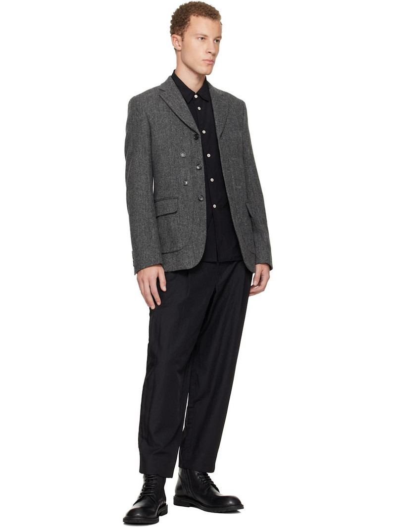 Comme des Garçons Homme Plus Black Polyester Broad Thick Spun Garment Treated Shirt outlook