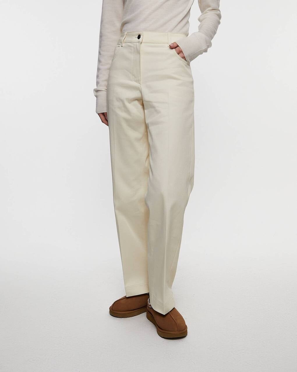 Jeans Gabardine Straight Leg Ljusbeige - 2