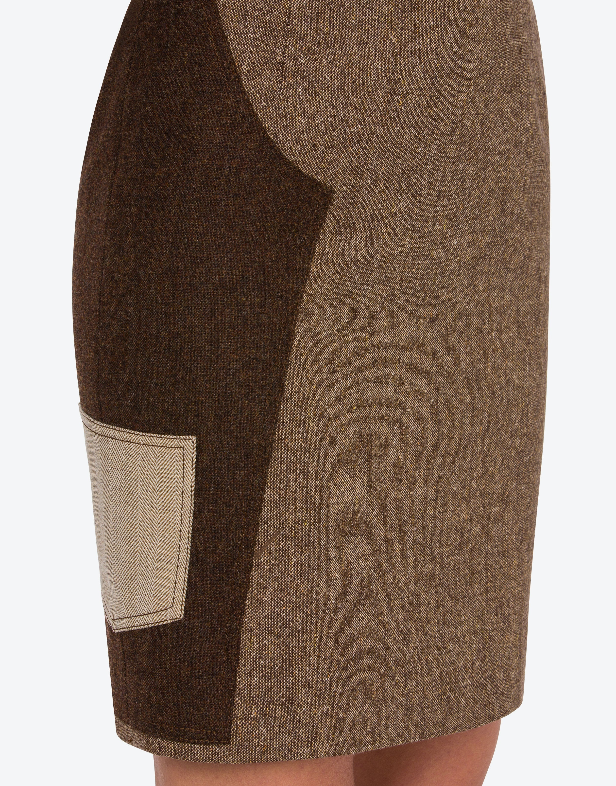PATCHWORK WOOL BLEND SKIRT - 4