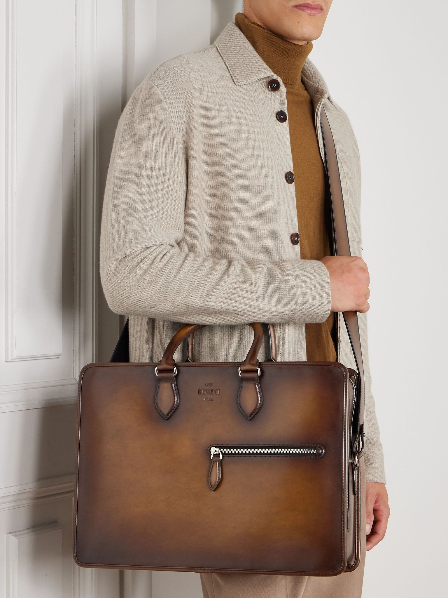 2 Jours Neo Venezia Leather Briefcase Brown - 6