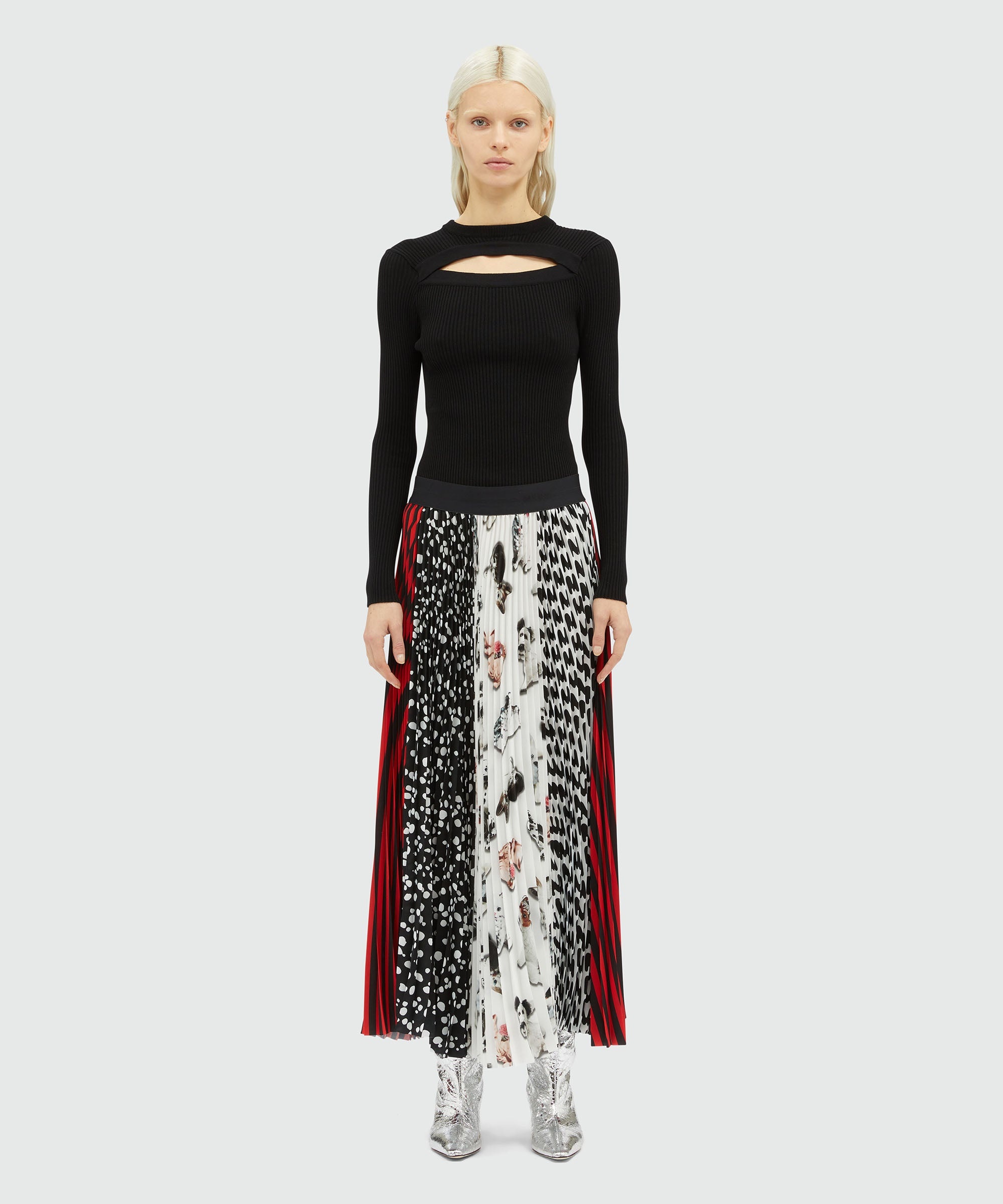 Mixed pattern pleated skirt - 2