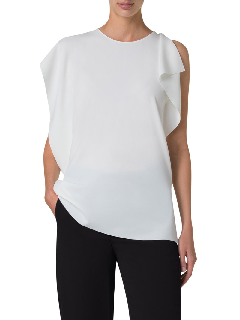 Women's Sleeveless Ruffled Tank Blouse - Cream 7