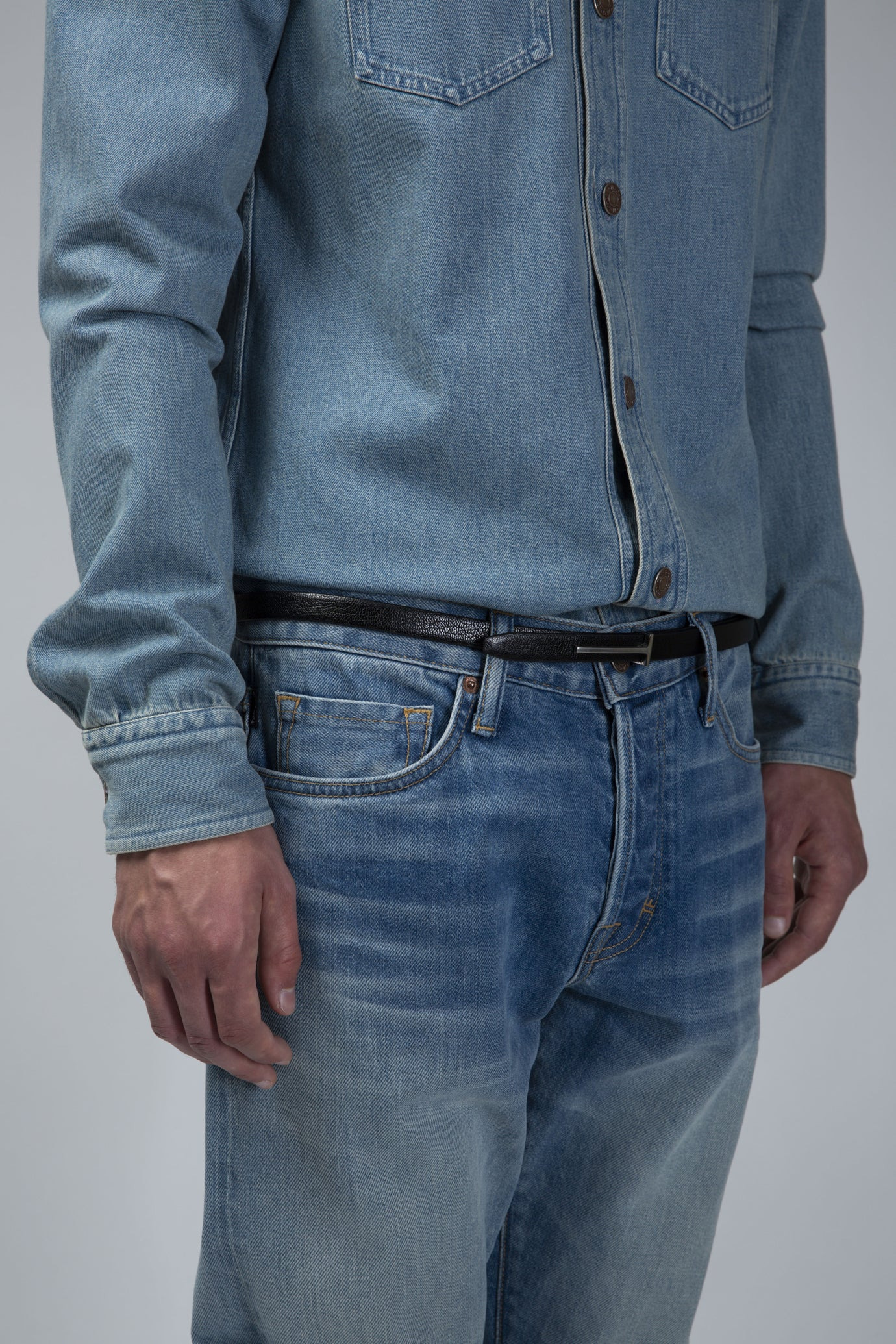 Supple Grain Leather Slim T Belt 15mm - 3