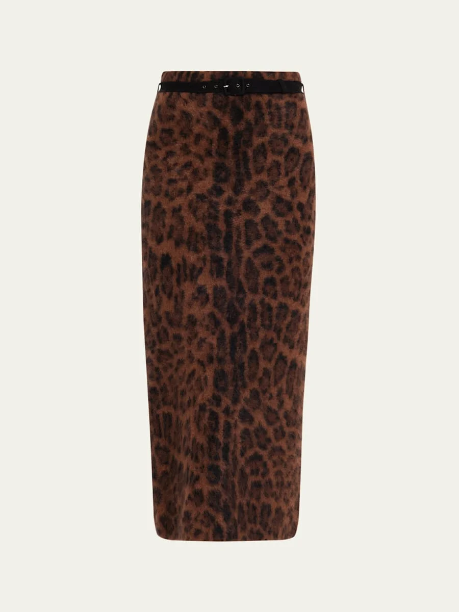 Levi Belted Brushed Cashmere Midi Skirt - 1