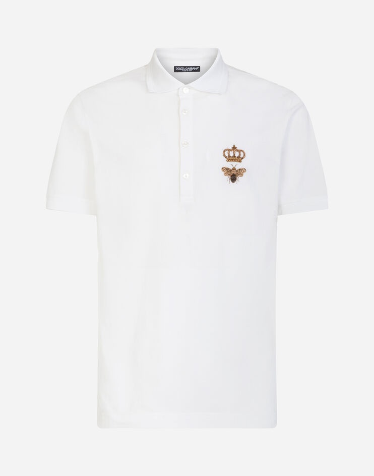 Cotton piqué polo-shirt with lurex embroidery - 3