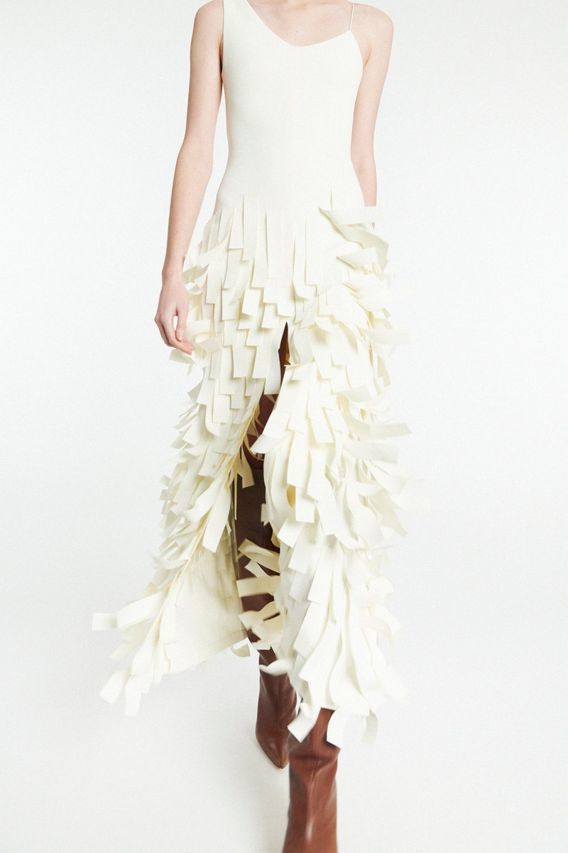 MULTI RECTANGLE MAXI DRESS WITH FRONT AND BACK SLITS IVORY 7