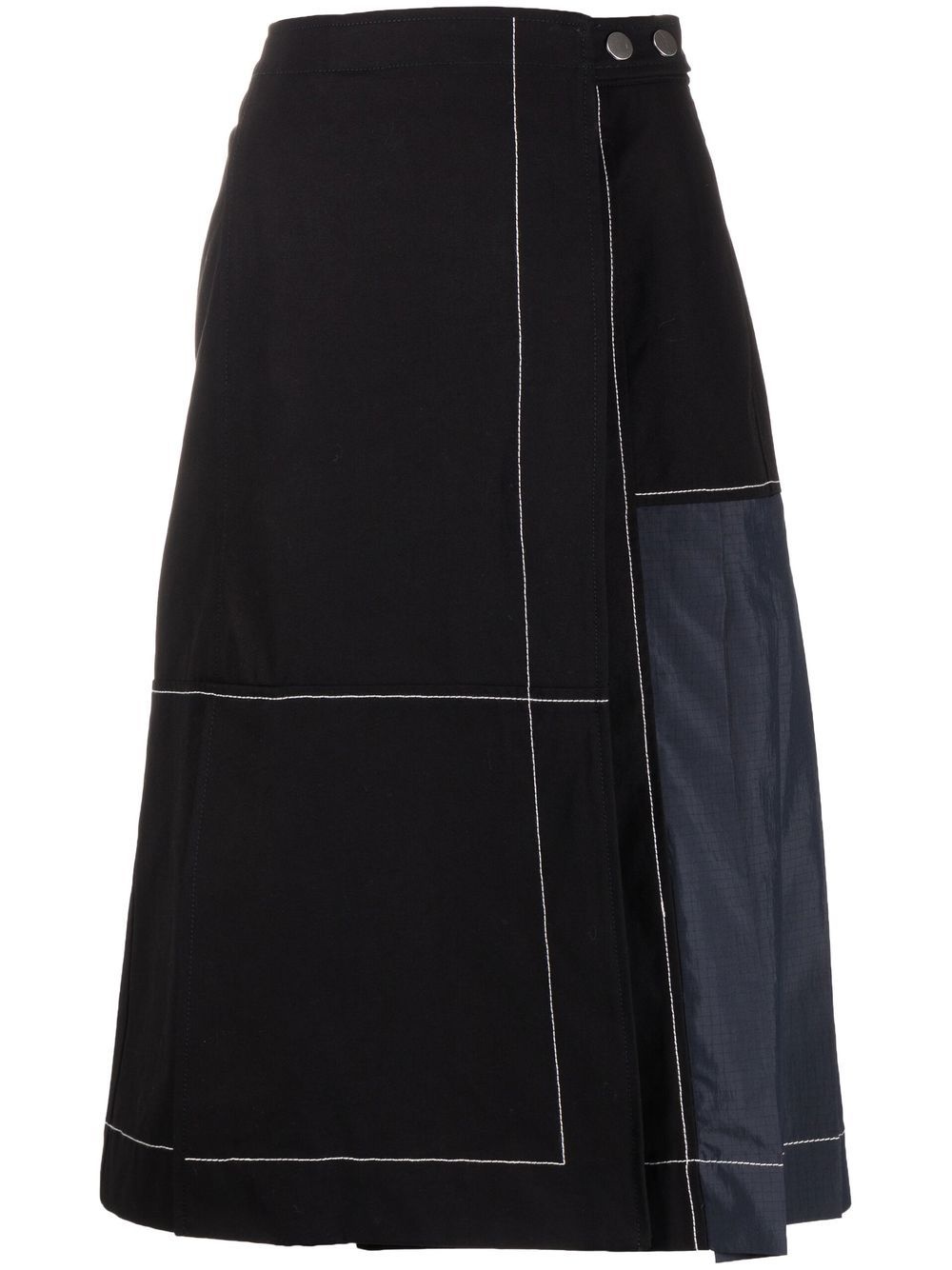 pleat-detail midi skirt - 1