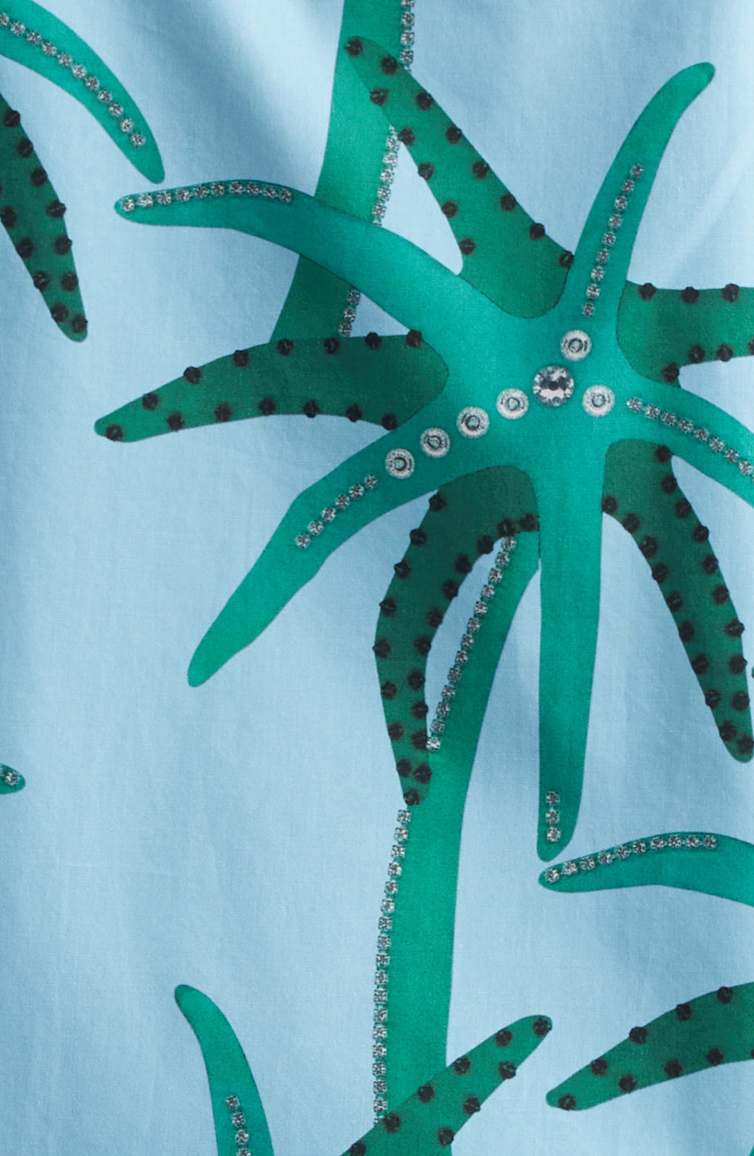 Jacquemus La Chemise Jean Camp Shirt in Print Palmtrees Star Blue at Nordstrom - 7
