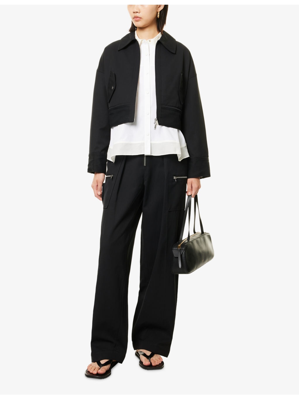 Double-Zip Utility Cropped Cotton Jacket - 2