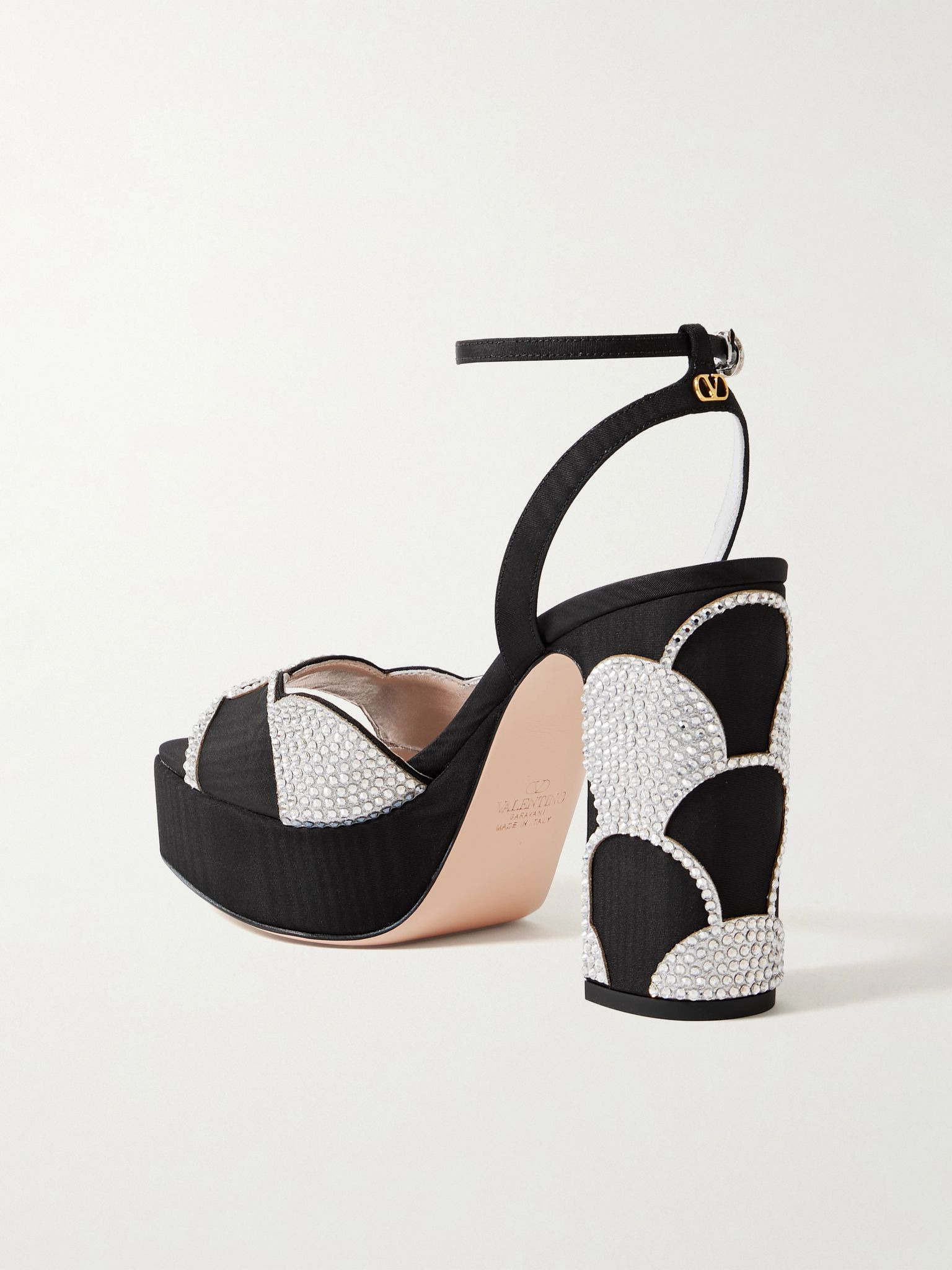 Bowow 110 faille and crystal-embellished metallic leather platform sandals Silver - 3