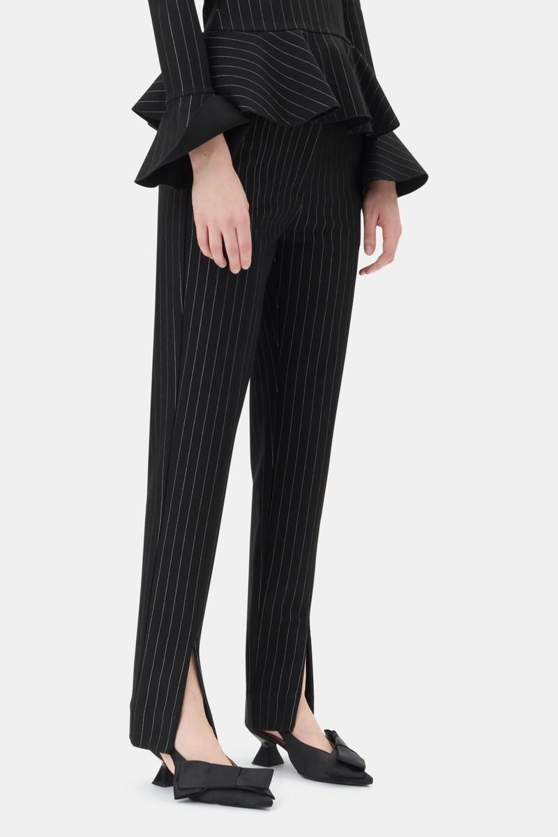 BLACK STRIPE MID WAIST PANTS 3